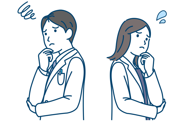 困った顔をしている医師のイラスト