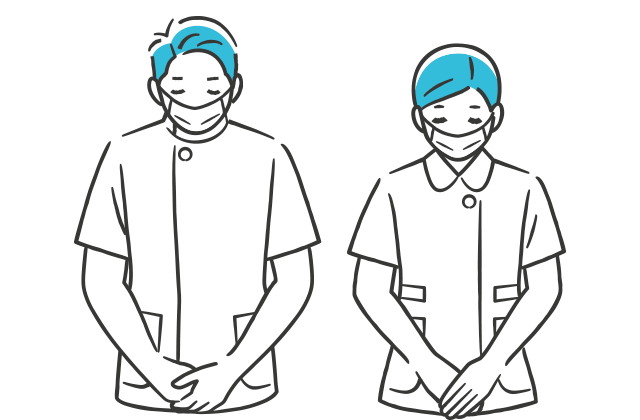 お辞儀をするスタッフのイラスト